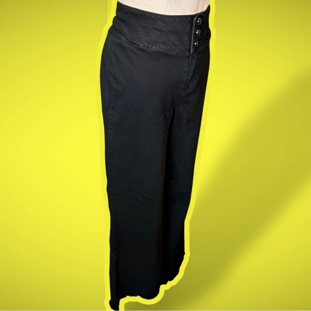 PAIGE Denim ‘Corset Genevieve’ Jeans in “Boss Black” with Raw Hem Size 30 - Picture 7 of 12